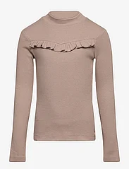 Wheat - T-Shirt Rib LS Rosetta - long-sleeved t-shirts - soft brown - 0