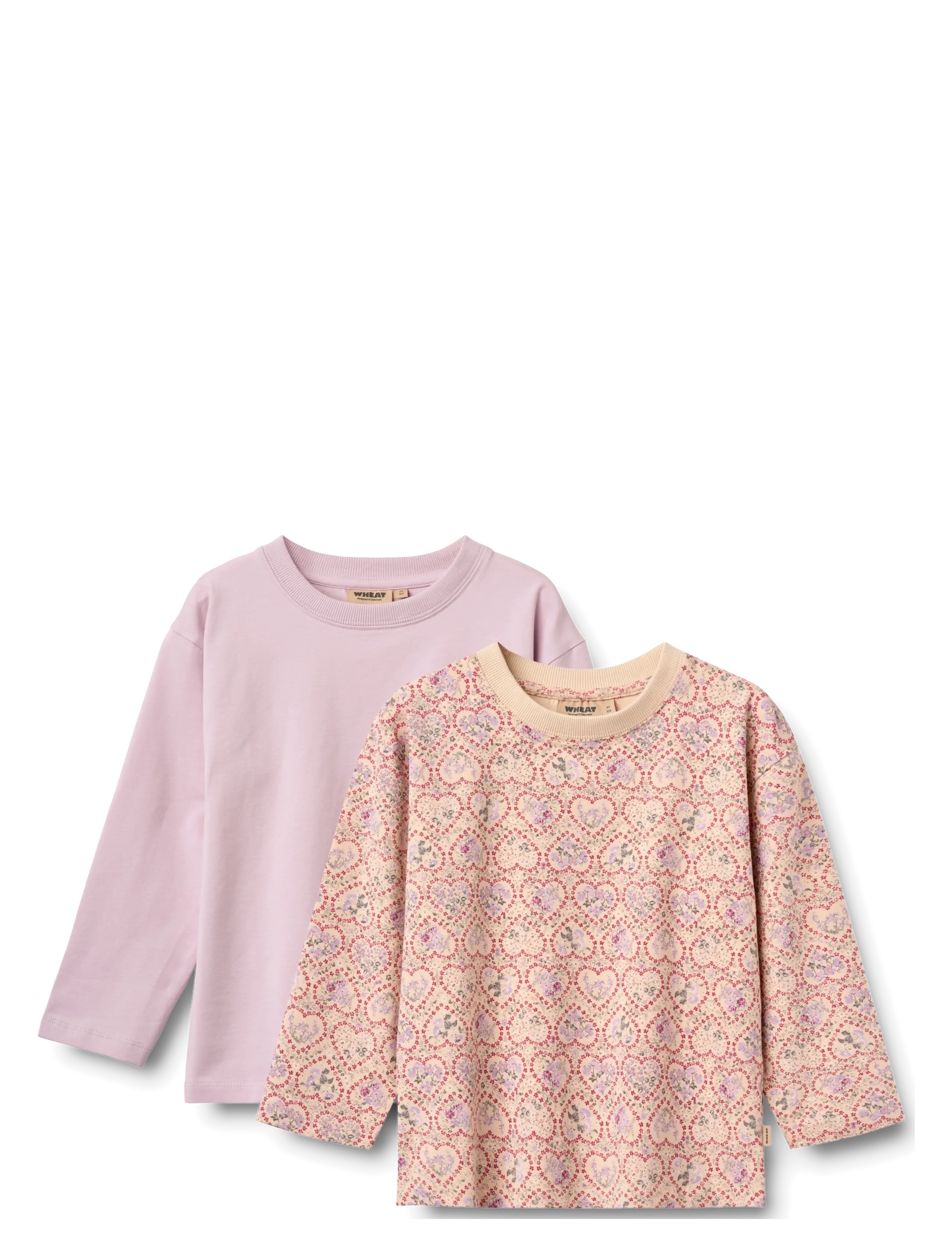 Wheat 2 T-shirt L/S Dixie - Clothing - MAGENTA HEART FLOWERS / purple
