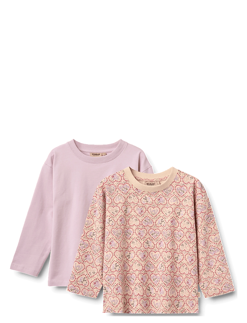 Wheat - 2 T-shirt L/S Dixie - langärmelig - magenta heart flowers - 0
