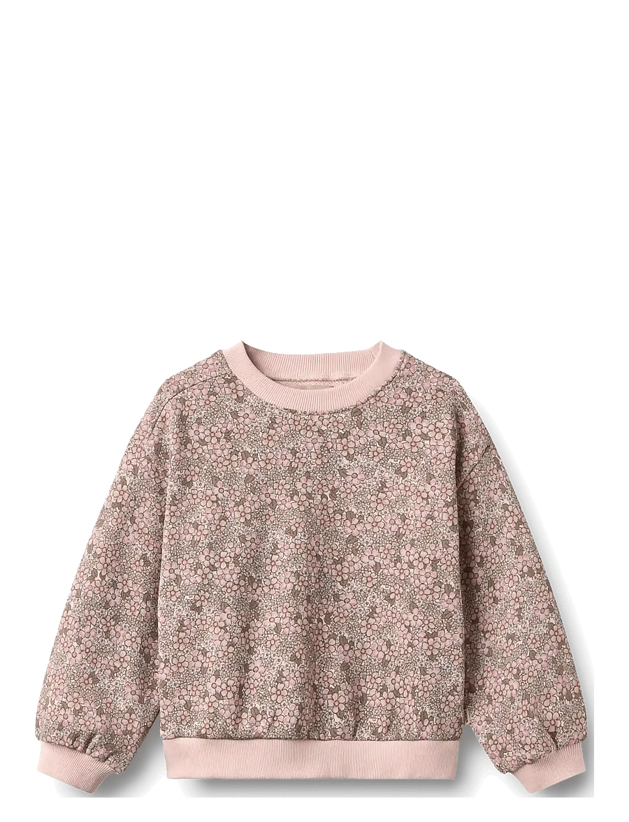 Wheat - Sweatshirt L/S Lia - sweatshirts - rose brown flowers - 0