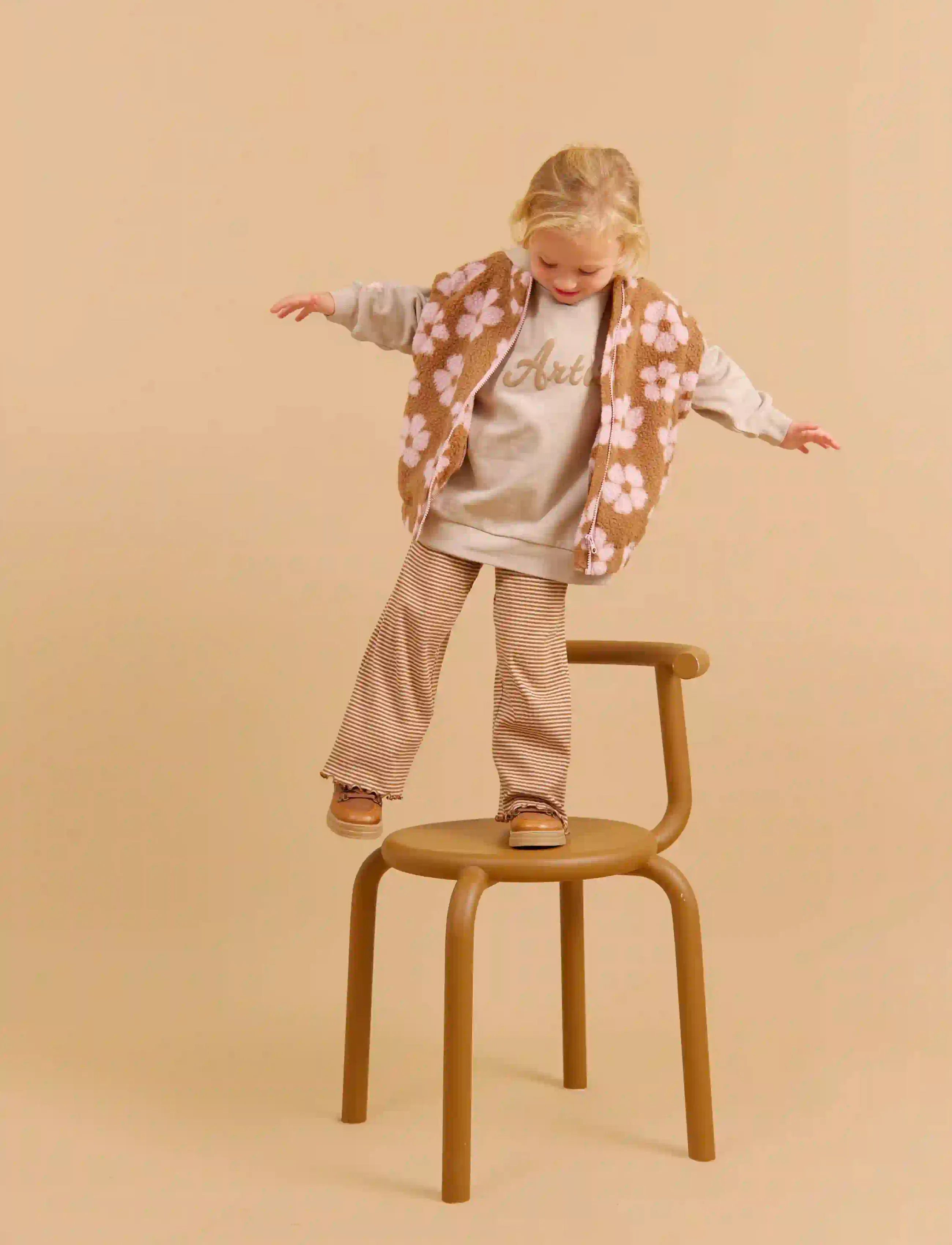 Wheat Fleece Vest Selina, Børn, Fleecevest, Brun, Str: 98