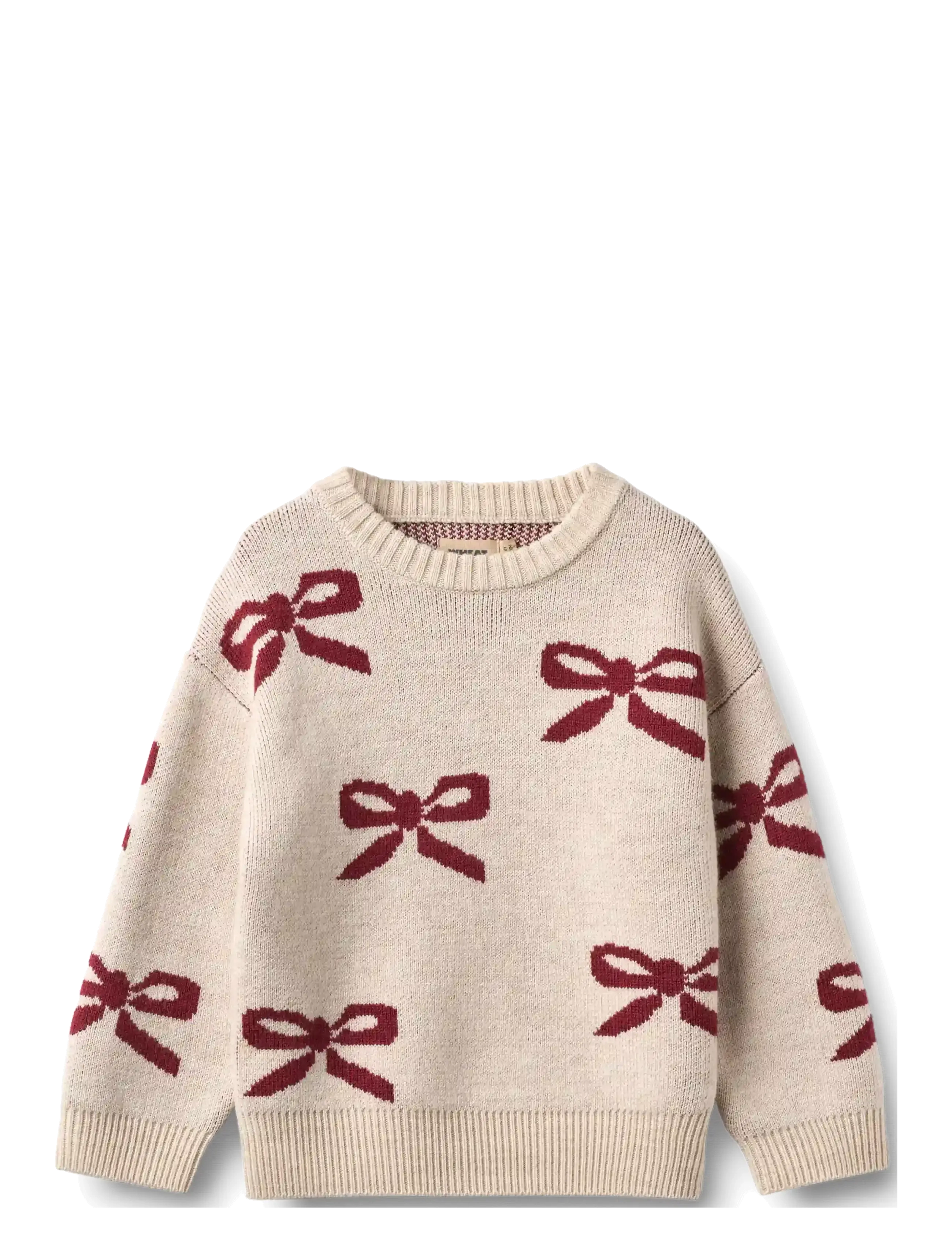 Wheat Jacquard Pullover Bow - Strickmode - EGGSHELL / cream