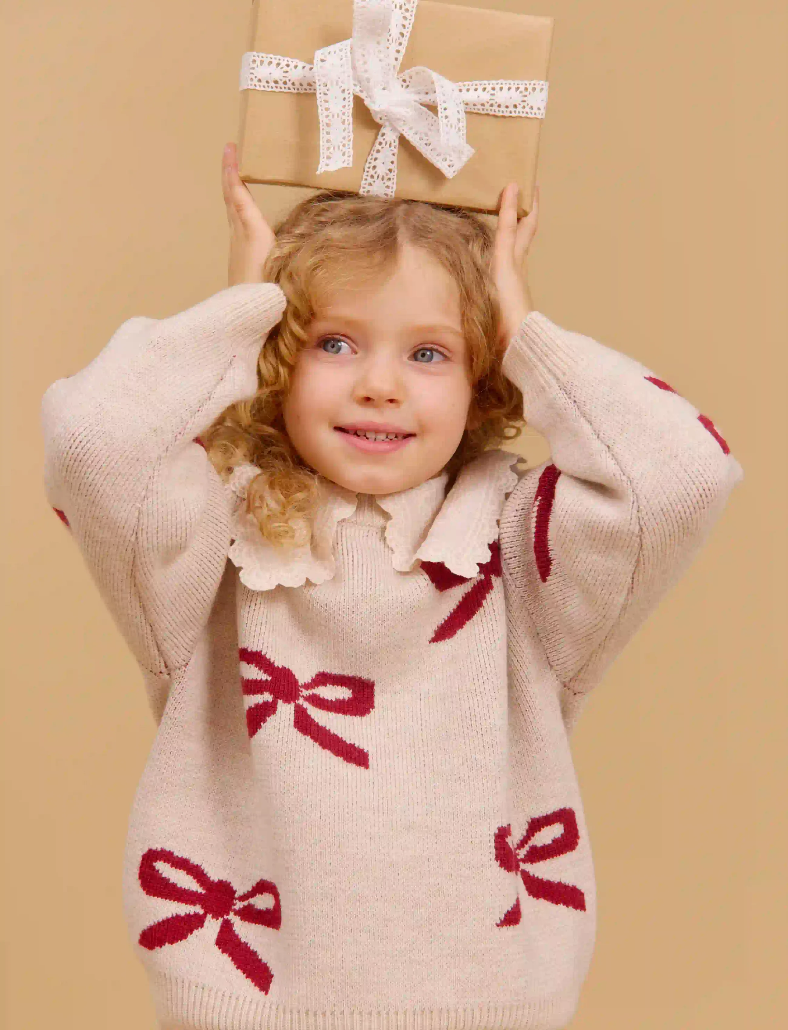 Wheat - Jacquard Pullover Bow - eggshell - 0