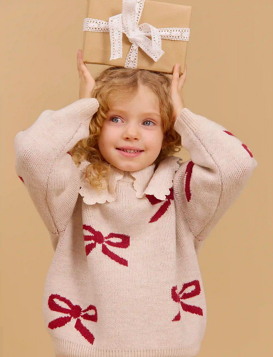 Wheat - Jacquard Pullover Bow - eggshell - 0