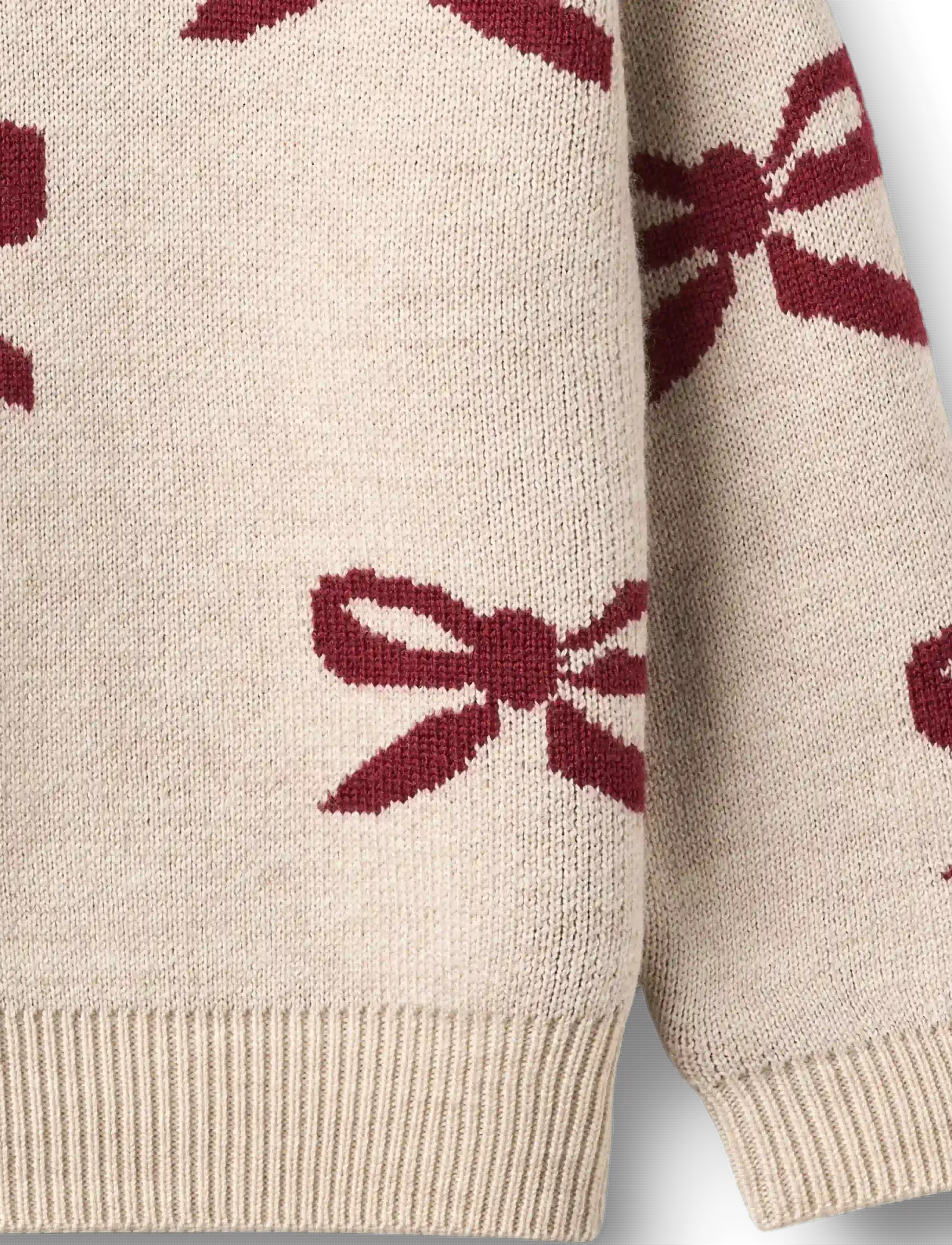 Wheat - Jacquard Pullover Bow - eggshell - 3