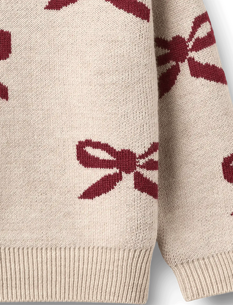 Wheat - Jacquard Pullover Bow - eggshell - 3