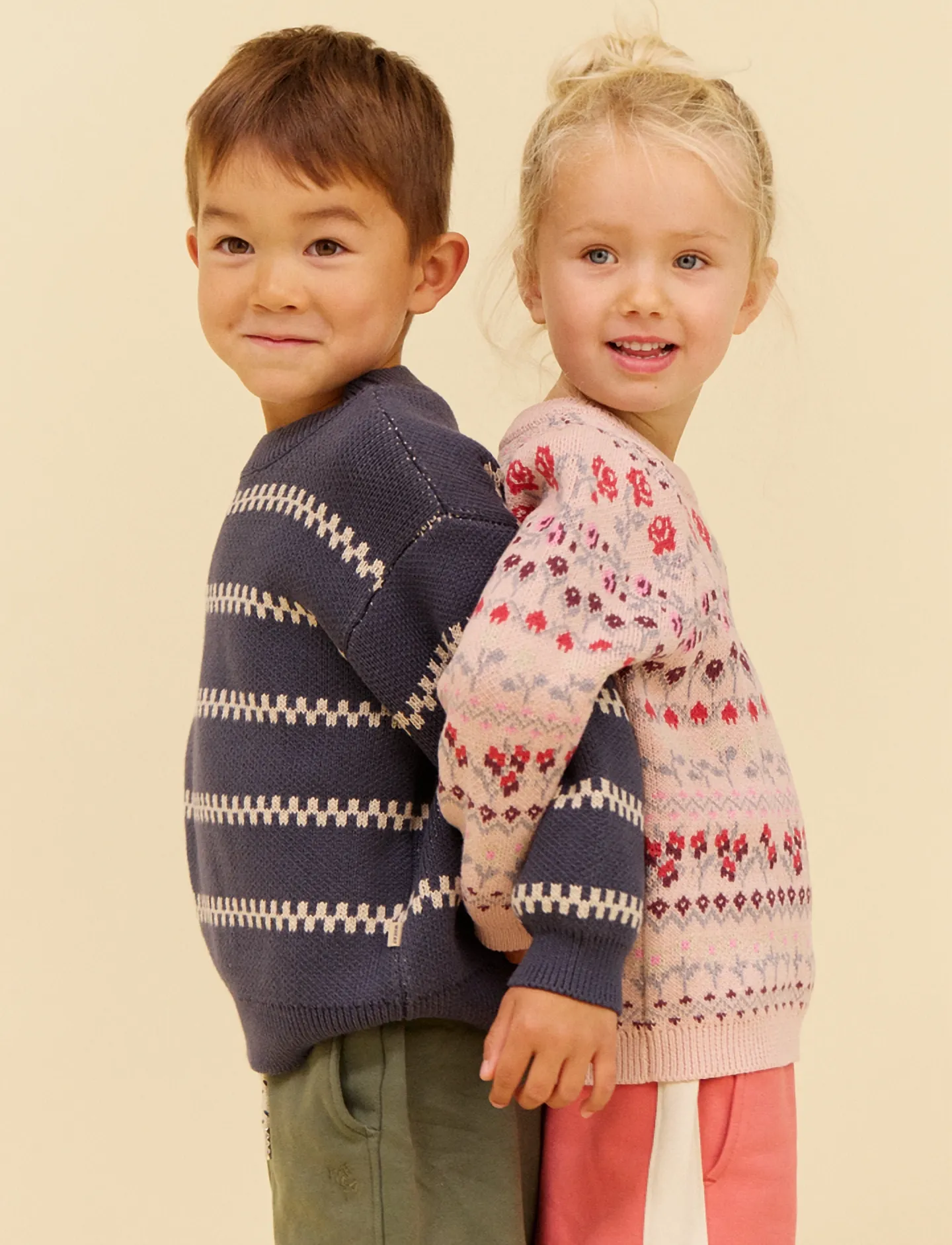 Wheat Jacquard Pullover Mikmak, 140, Knitwear, Rosa - Pullovers, Kinder