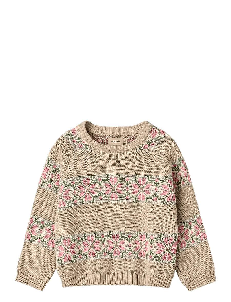 Wheat - Jacquard Pullover Alberte - warm sand - 1