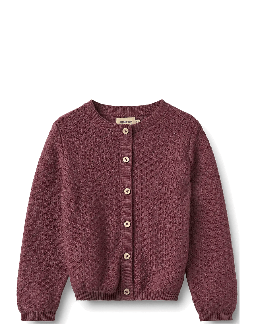 Wheat - Knit Cardigan Magnella - cardigans - eggplant - 0