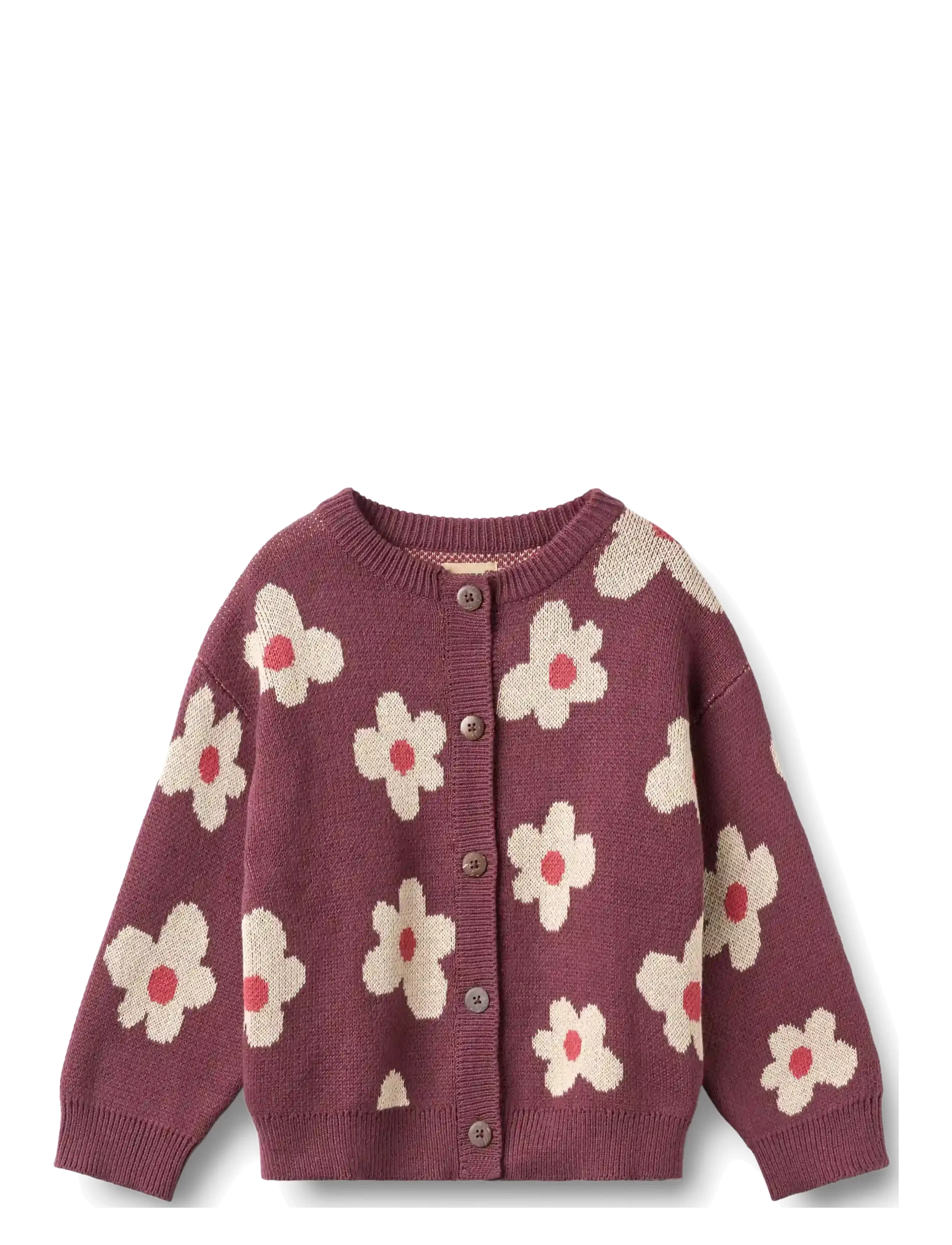 Wheat Jacquard Cardigan Alvilda - Festive wear - EGGPLANT / purple