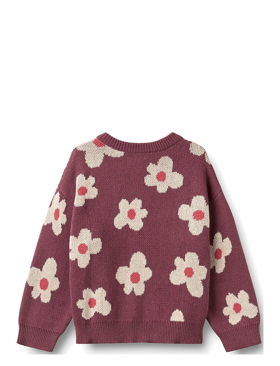 Wheat - Jacquard Cardigan Alvilda - eggplant - 1