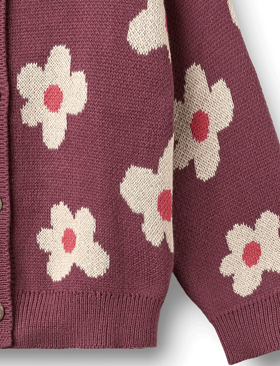 Wheat - Jacquard Cardigan Alvilda - eggplant - 2