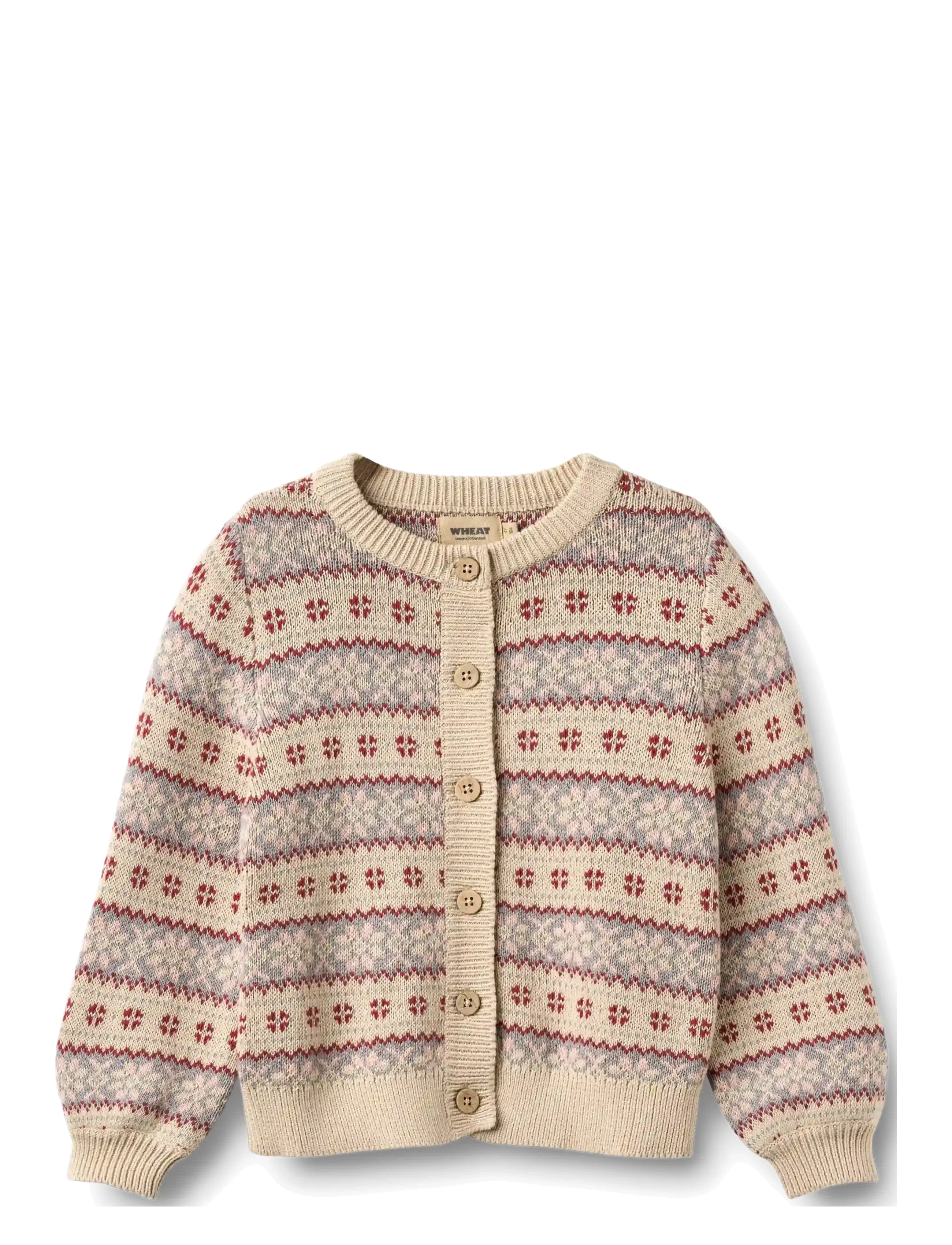 Wheat Jacquard Cardigan Vikki - Børn - OFFWHITE / cream