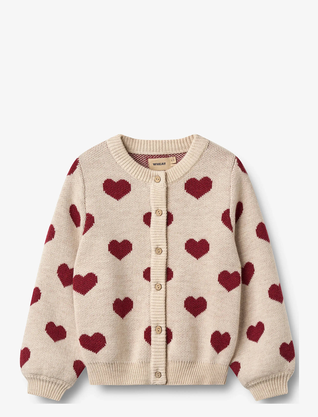 Wheat - Jacquard Cardigan Hearts - cardigans - offwhite melange - 0
