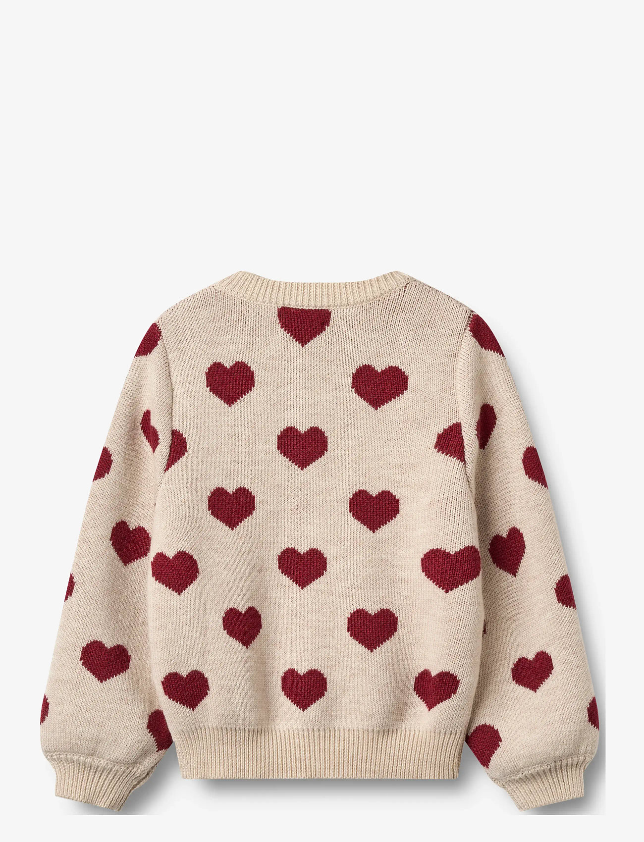 Wheat - Jacquard Cardigan Hearts - cardigans - offwhite melange - 1