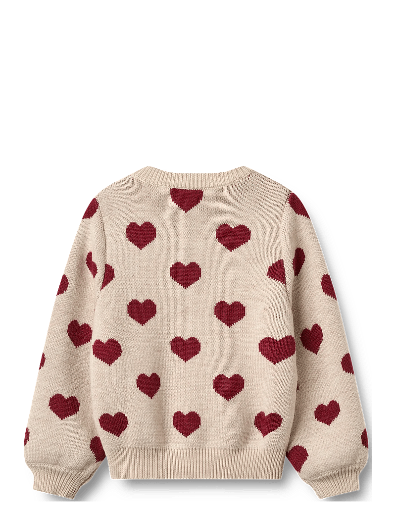 Wheat - Jacquard Cardigan Hearts - cardigans - offwhite melange - 1