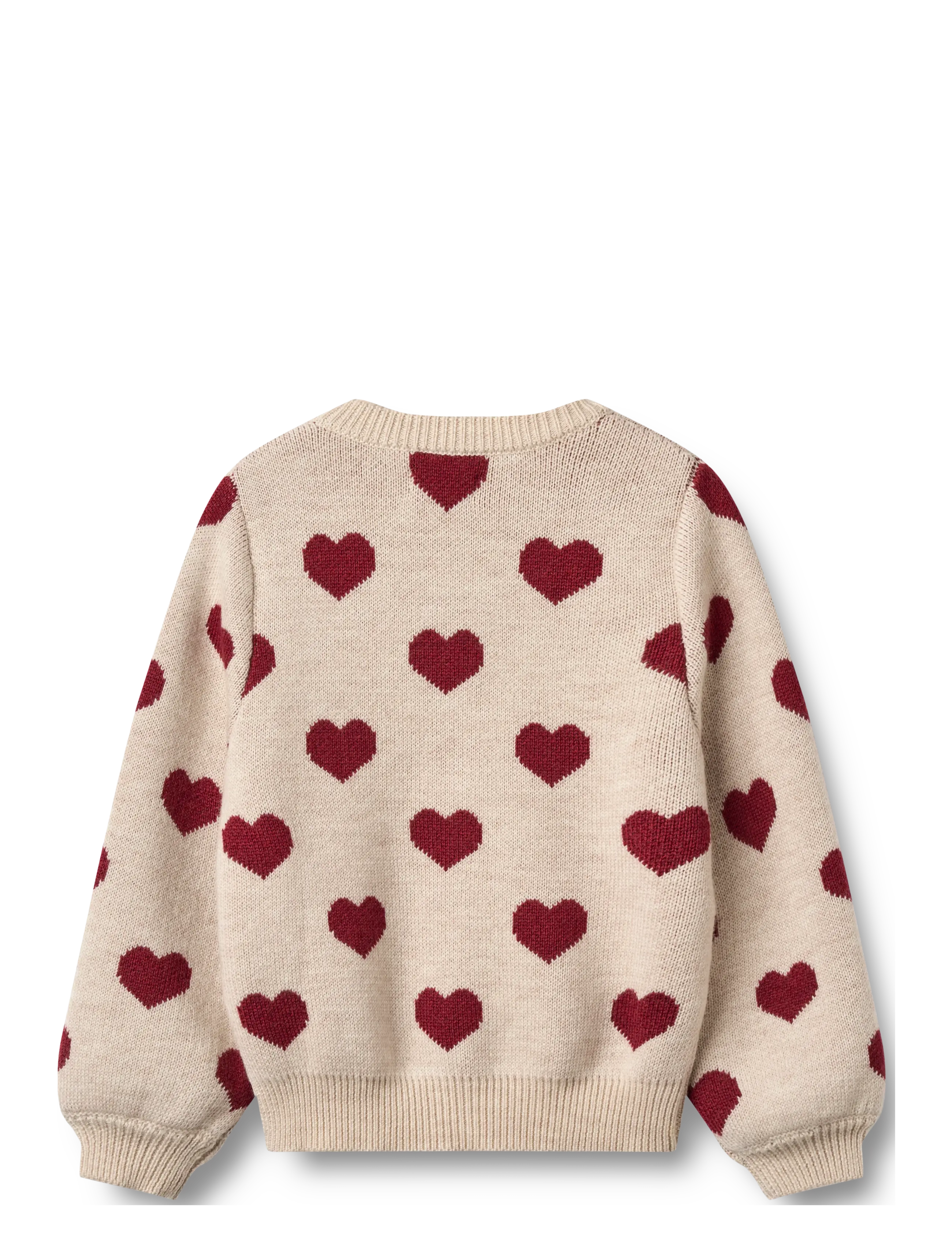 Wheat - Jacquard Cardigan Hearts - offwhite melange - 1