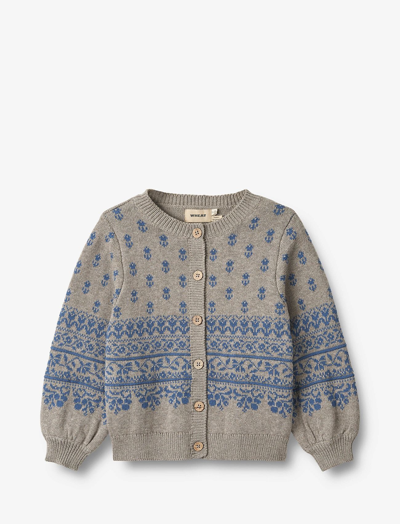 Wheat - Jacquard Cardigan Vikki - warm grey melange - 0