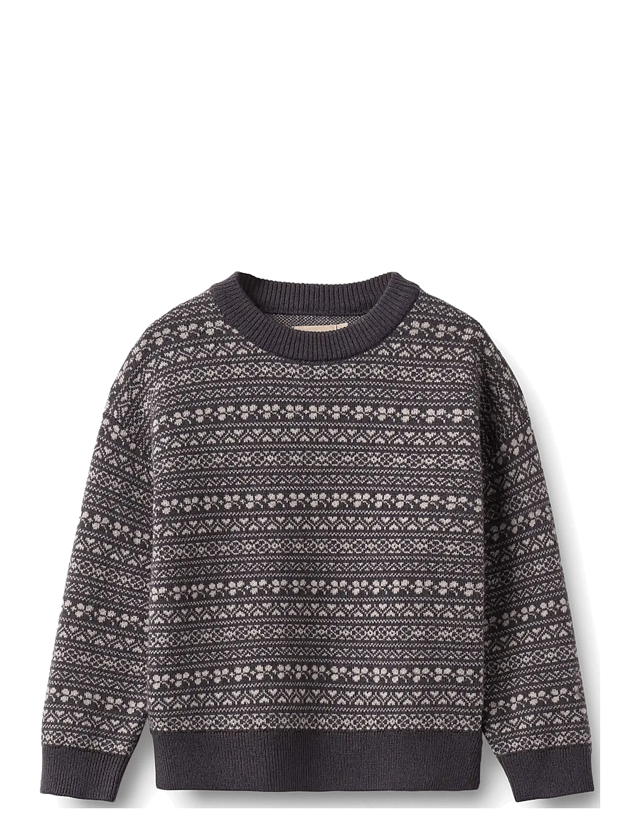 Wheat - Jacquard Pullover Elias - grey plum - 0
