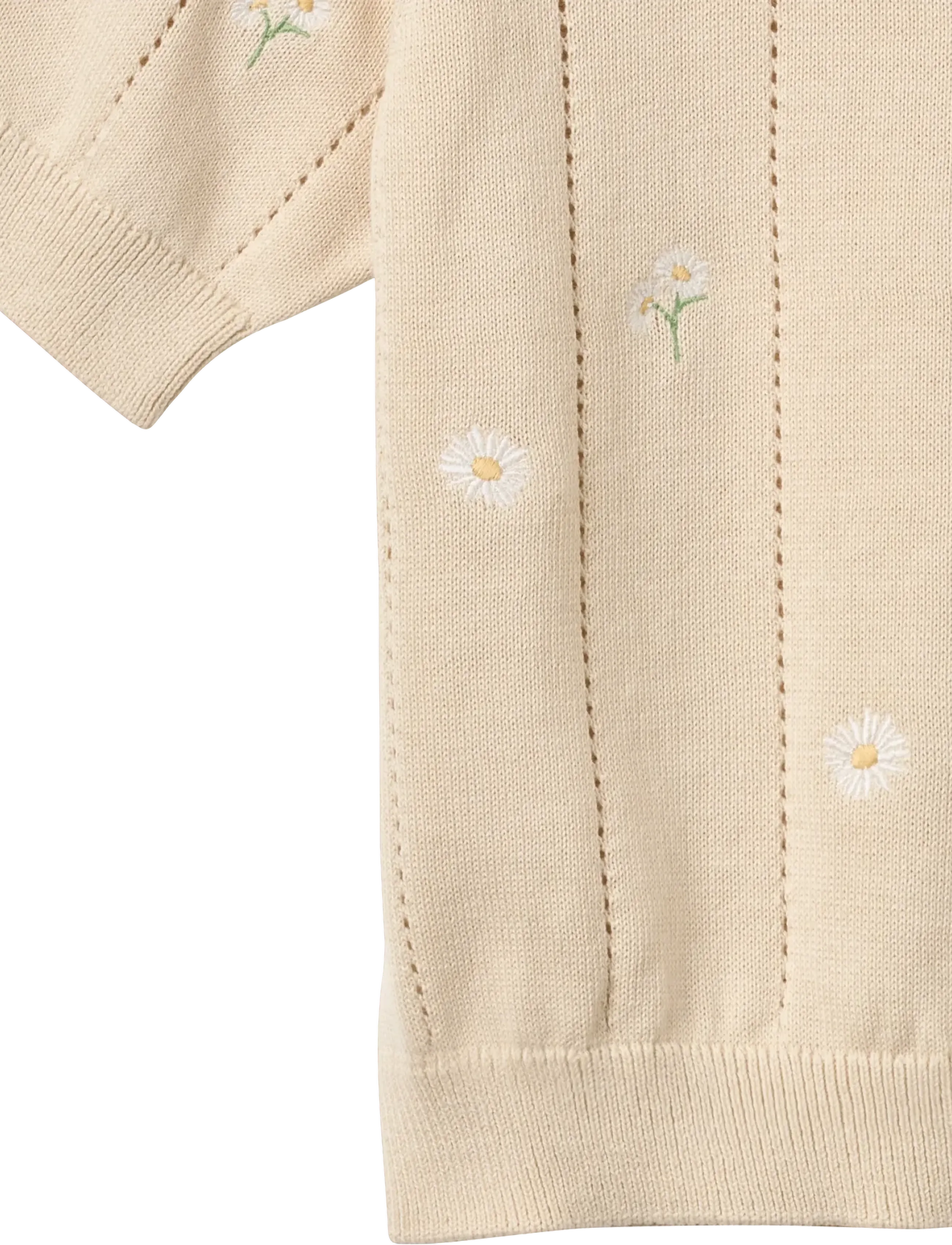Wheat - Knit Top S/S Malvina - trøjer - sandshell white flowers - 2
