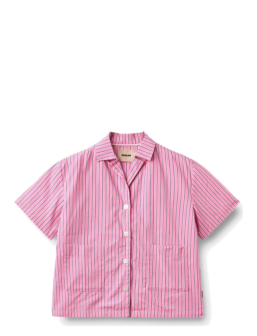 Wheat - Shirt S/S Vilma - kortærmede skjorter - pink stripe - 1