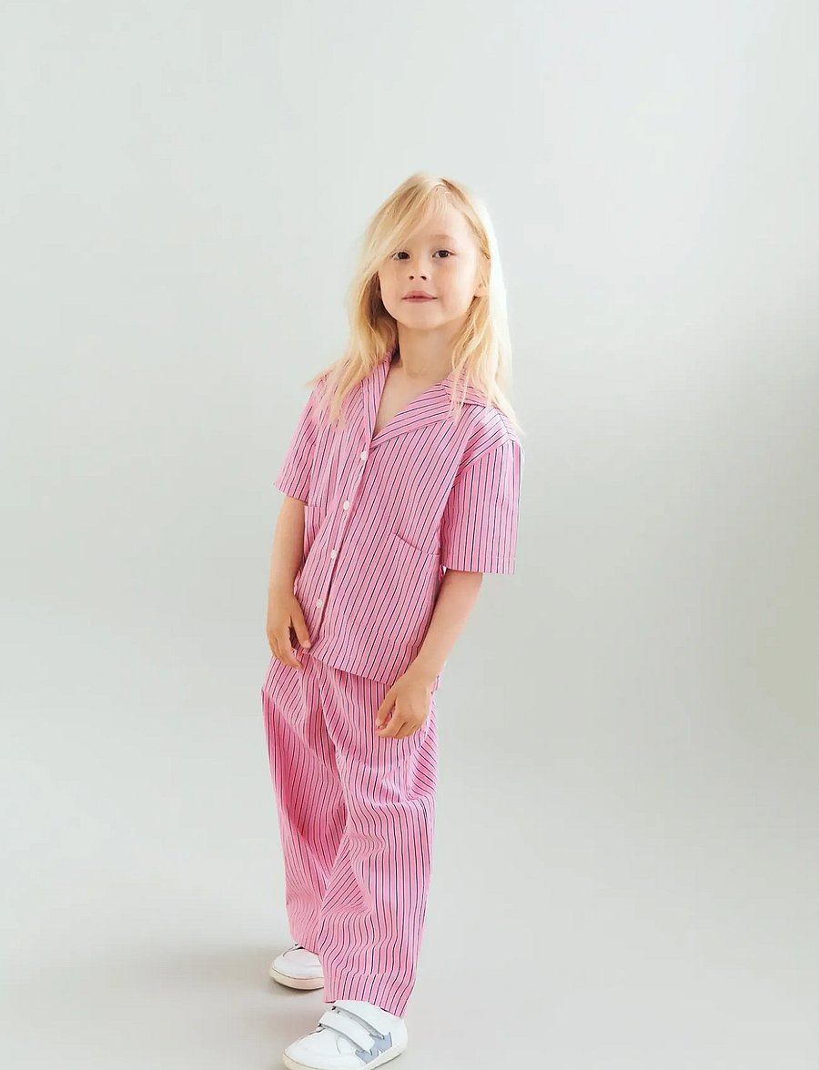 Wheat - Shirt S/S Vilma - kurzärmlige hemden - pink stripe - 0