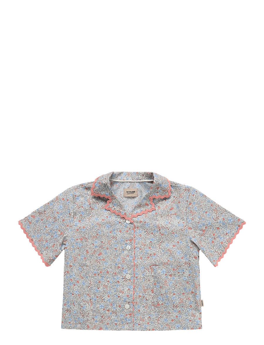 Wheat - Shirt S/S Lace Vilma - air blue flowers - 0