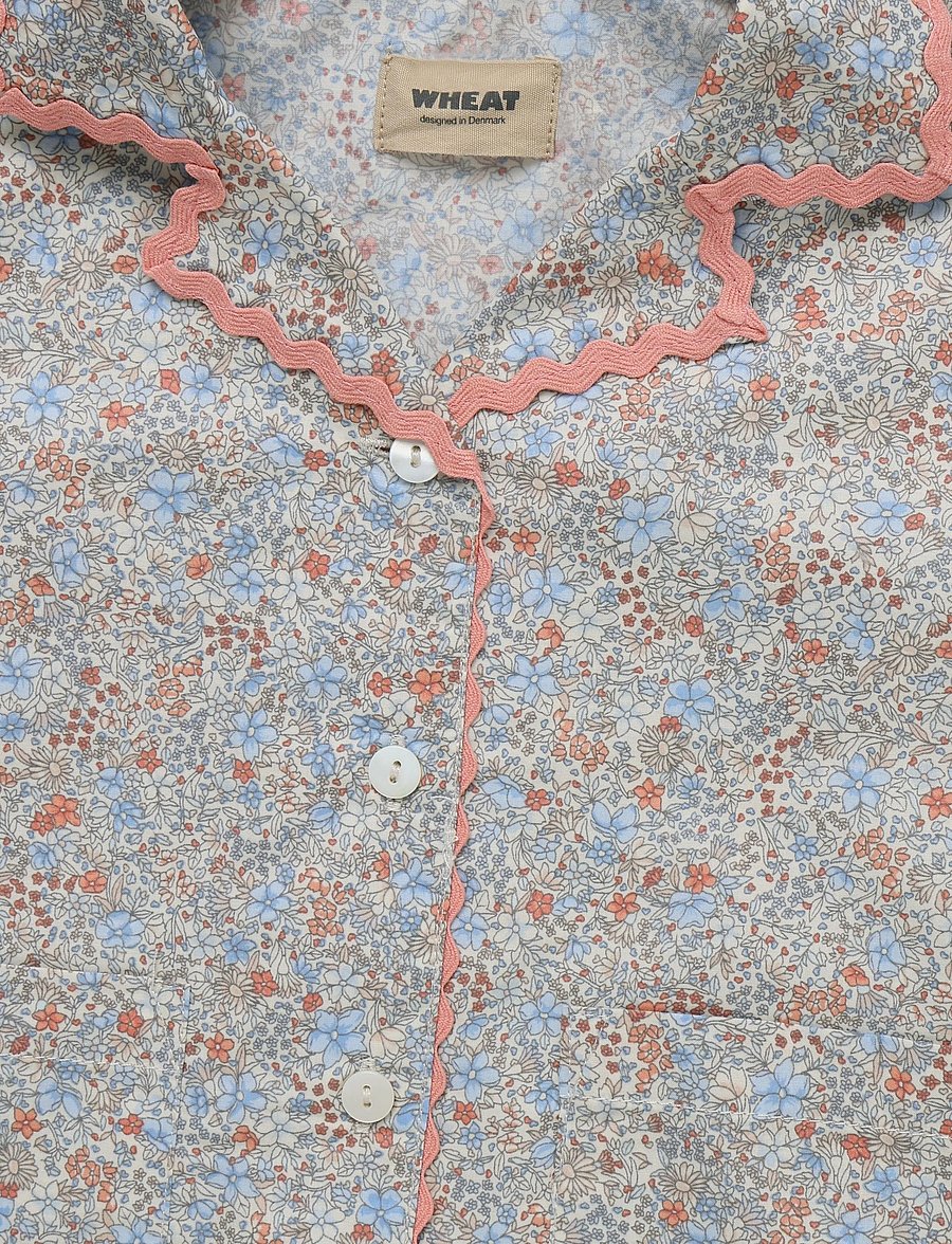 Wheat - Shirt S/S Lace Vilma - air blue flowers - 2