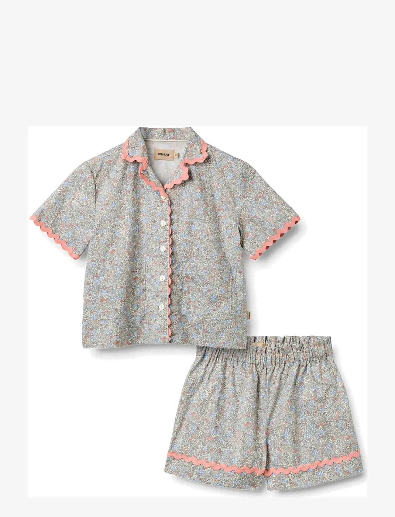 Wheat - Set Shirt S/S & Shorts Vilma - sæt med kortærmet t-shirt - air blue flowers - 0
