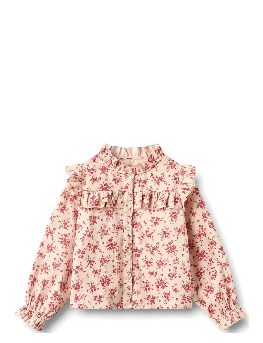Wheat - Shirt L/S Noreen - bluser & tunikaer - almond peach flowers - 0
