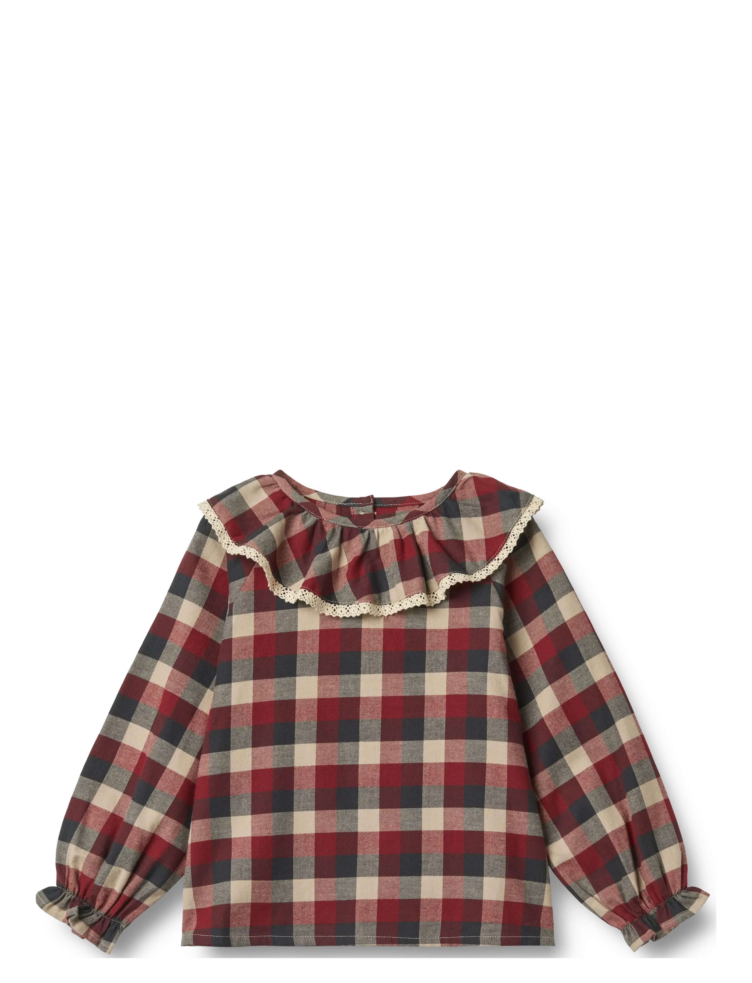 Wheat Blouse L/S Elin - Barn 98-134 - RED BLUE CHECK / red