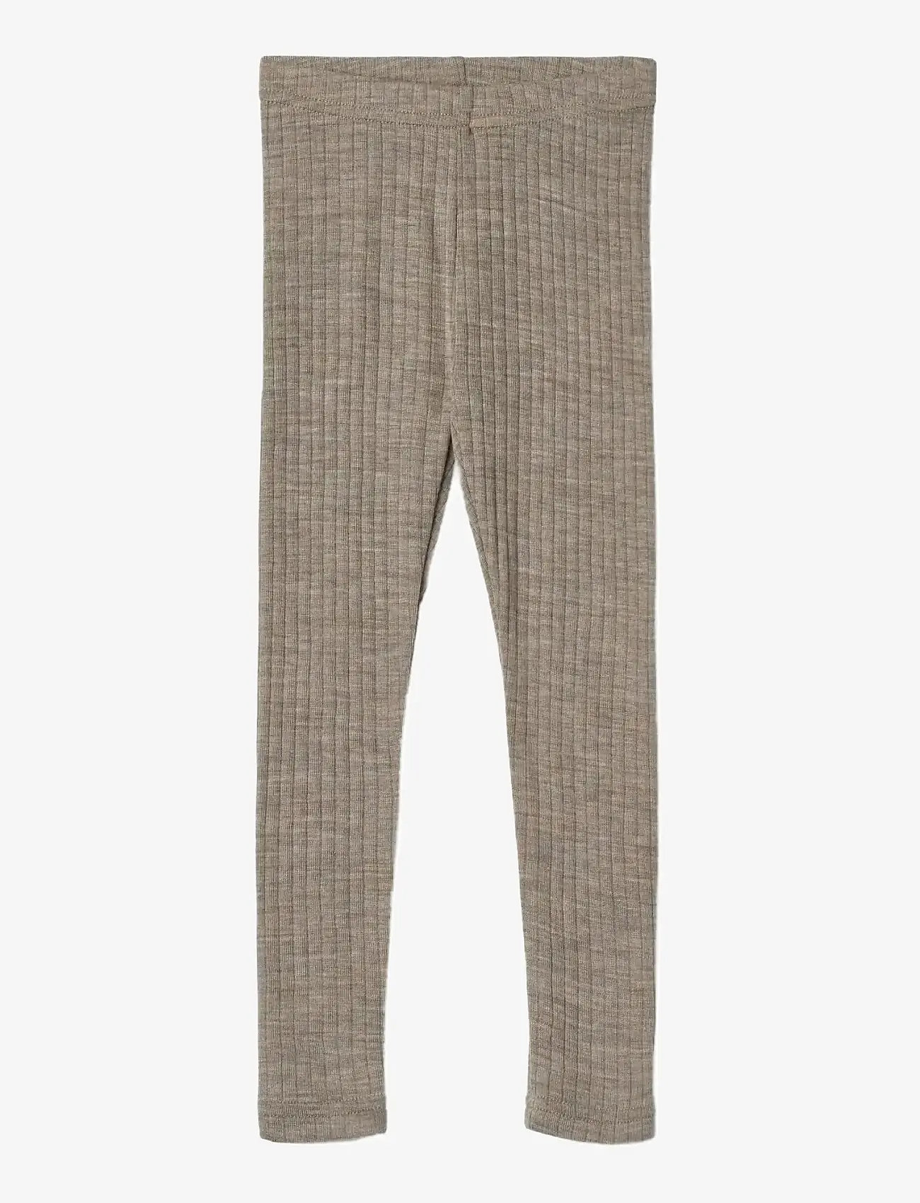 Wheat - Wool Silk Leggings Agi - efterårstøj - khaki melange - 0