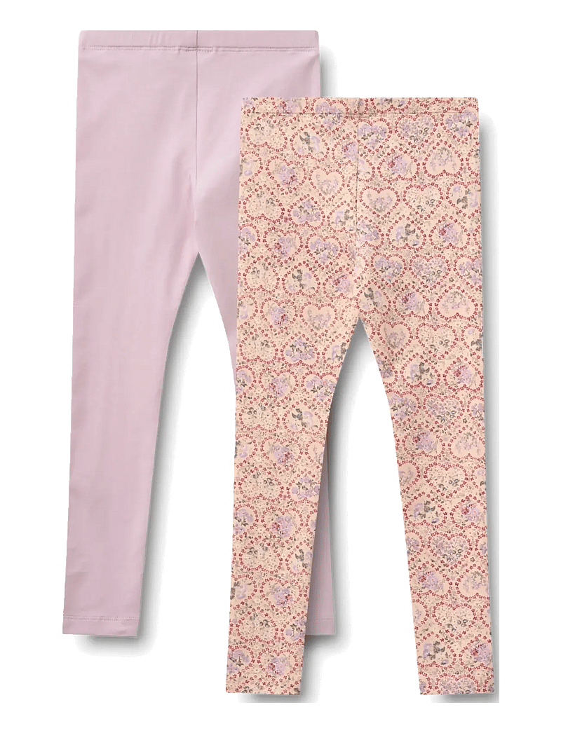Wheat - 2 Leggings Jules - leggings - magenta heart flowers - 1