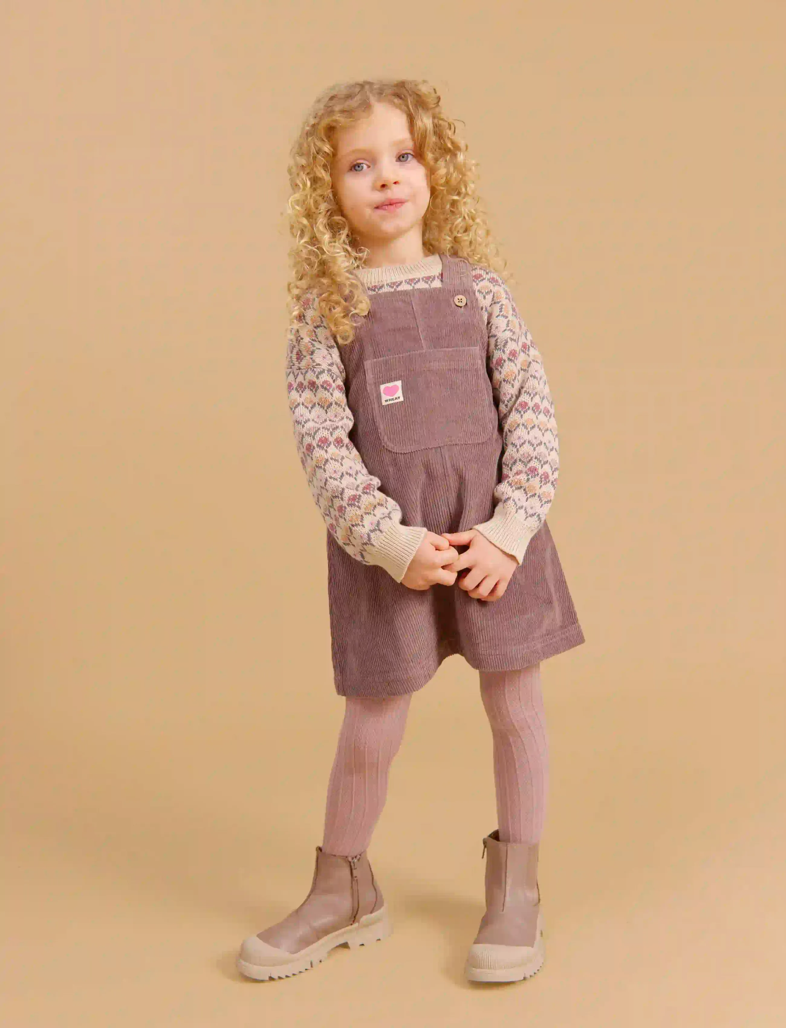 Wheat - Pinafore Caroline - hängselklänningar - plum truffle - 0