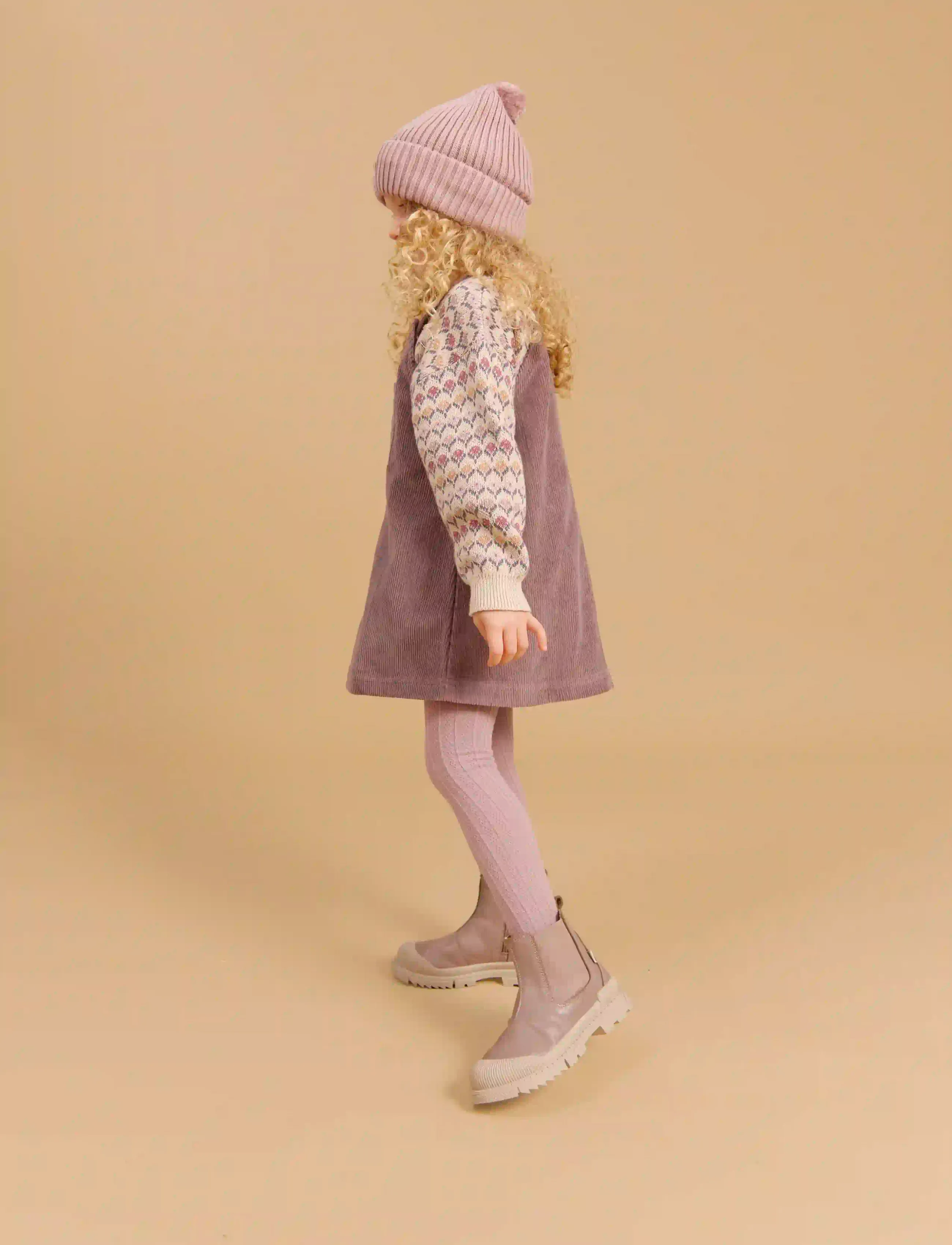Wheat - Pinafore Caroline - hängselklänningar - plum truffle - 3