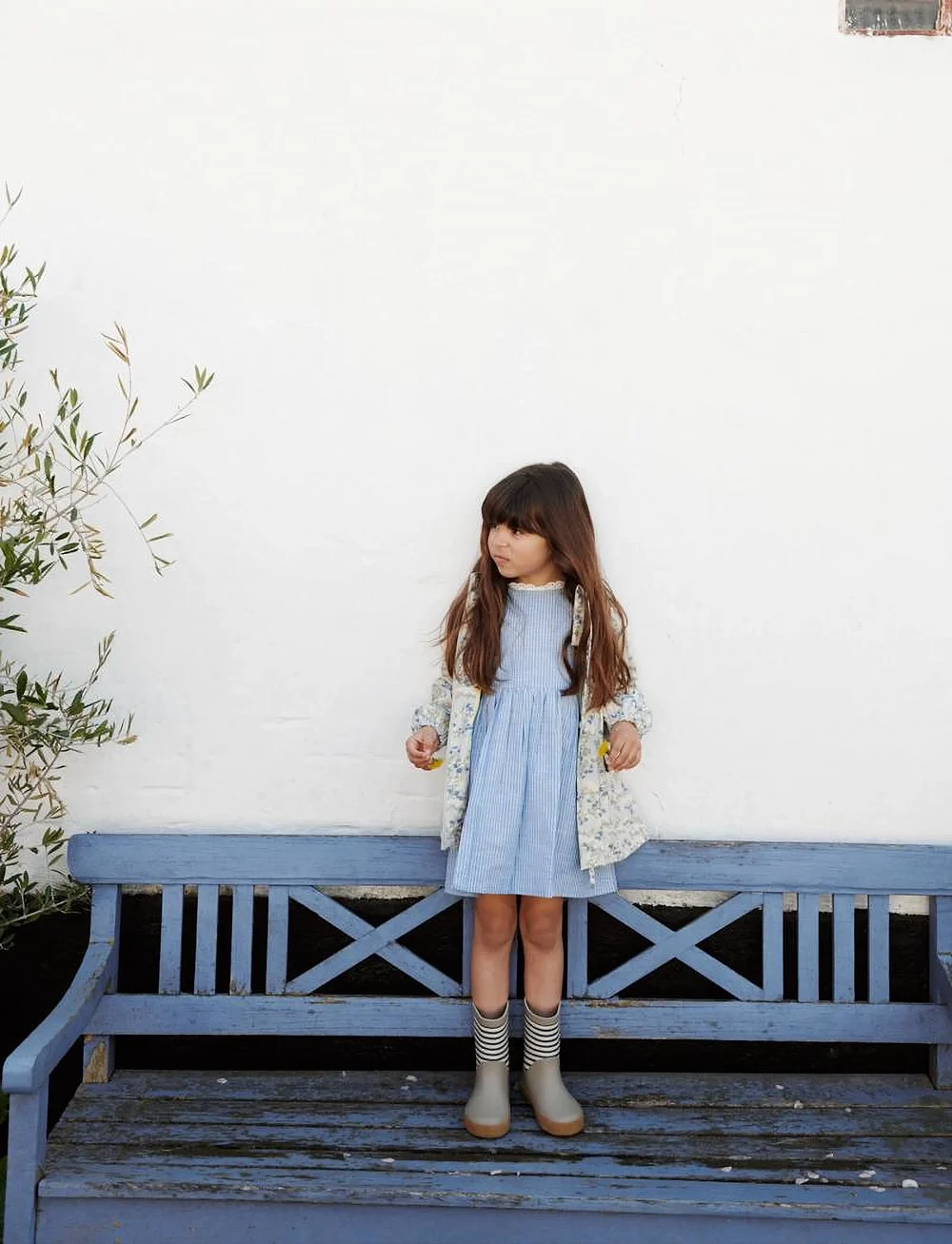 Wheat - Dress S/S Elma - kurzärmelige freizeitkleider - blue stripe - 0