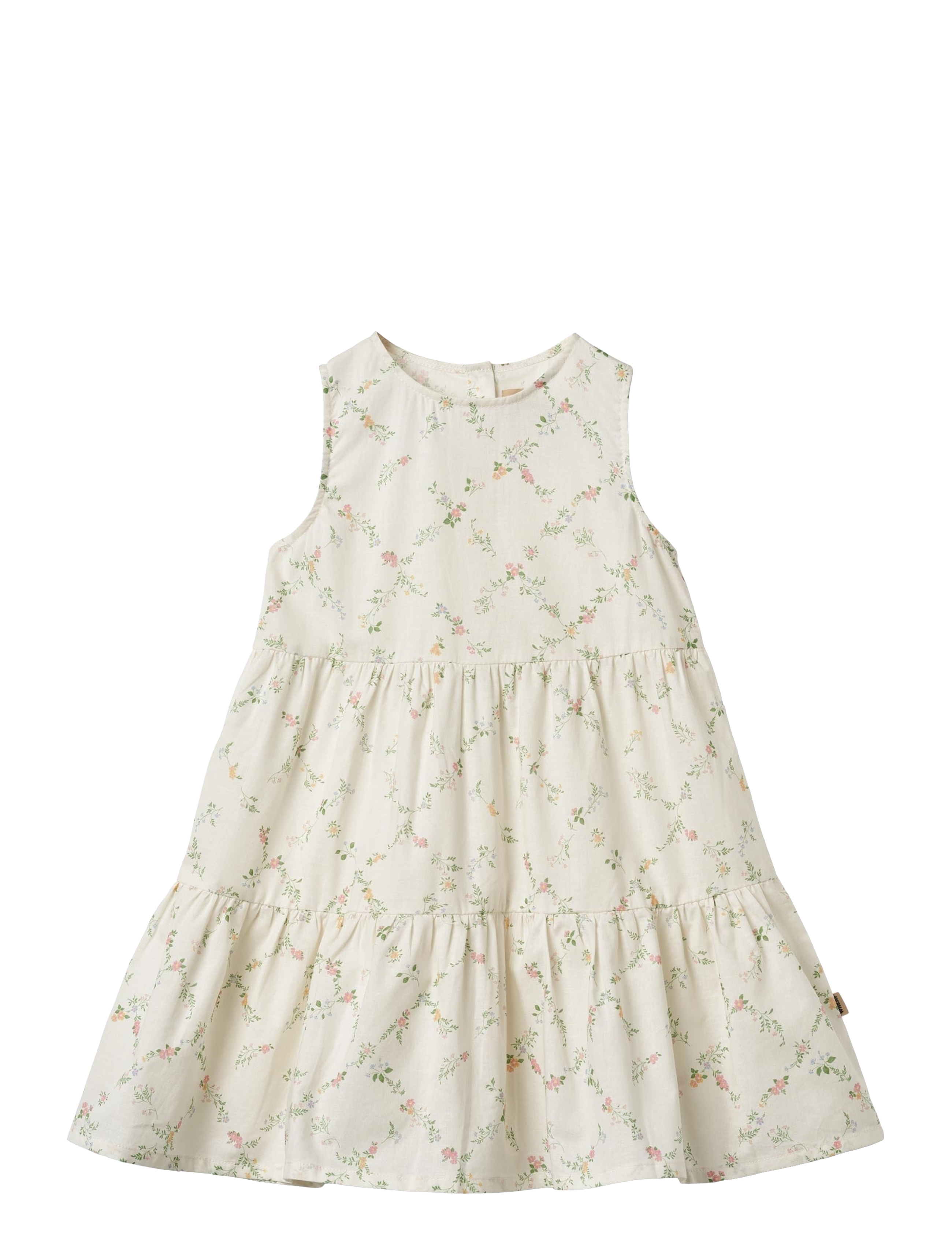 Wheat - Dress Luise - armeløse hverdagskjoler - ivory checked flowers - 1