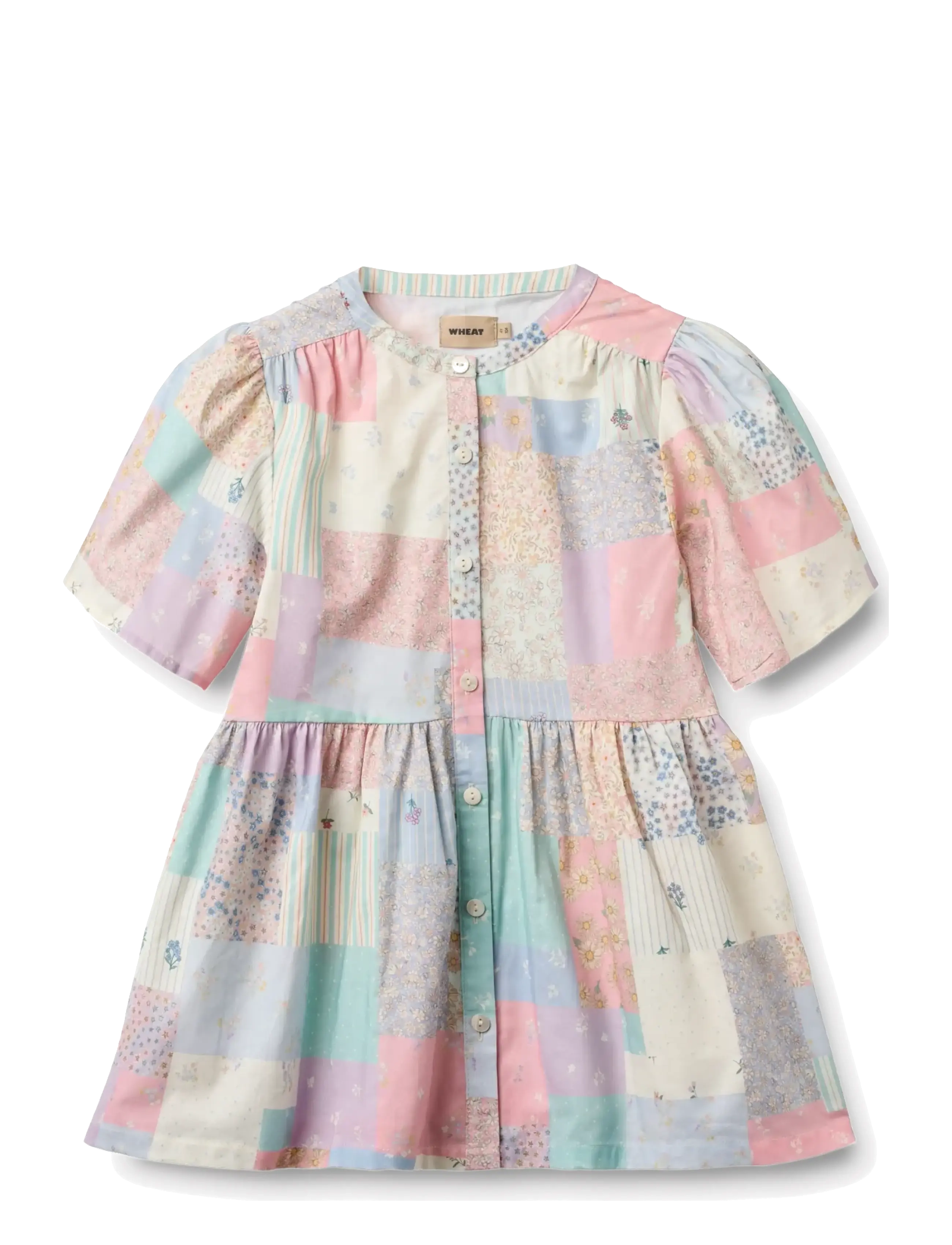 Wheat Dress S/S Annabell - Kids 98-134 - PATCHWORK FLOWERS / multi