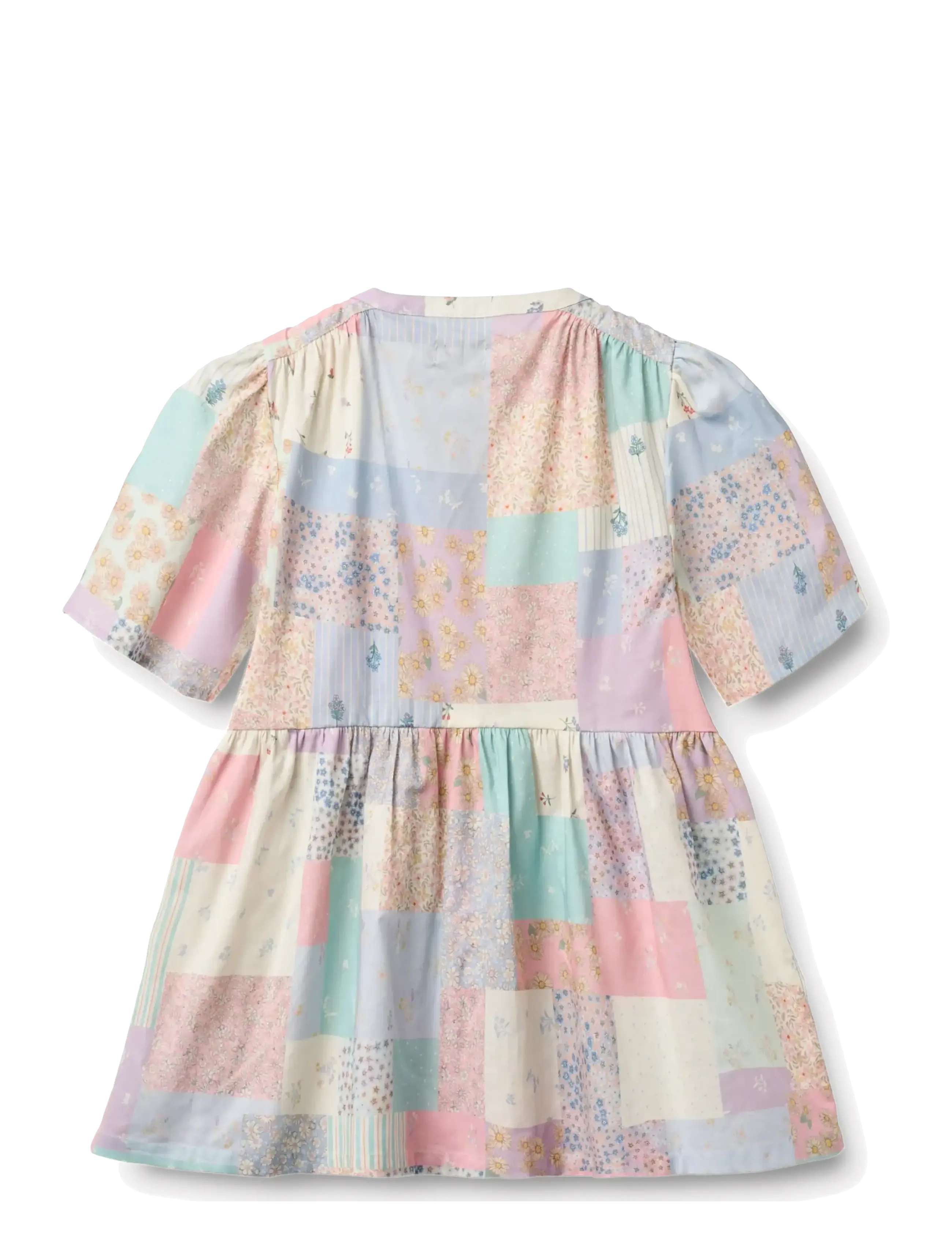 Wheat - Dress S/S Annabell - kortärmade babyklänningar - patchwork flowers - 1