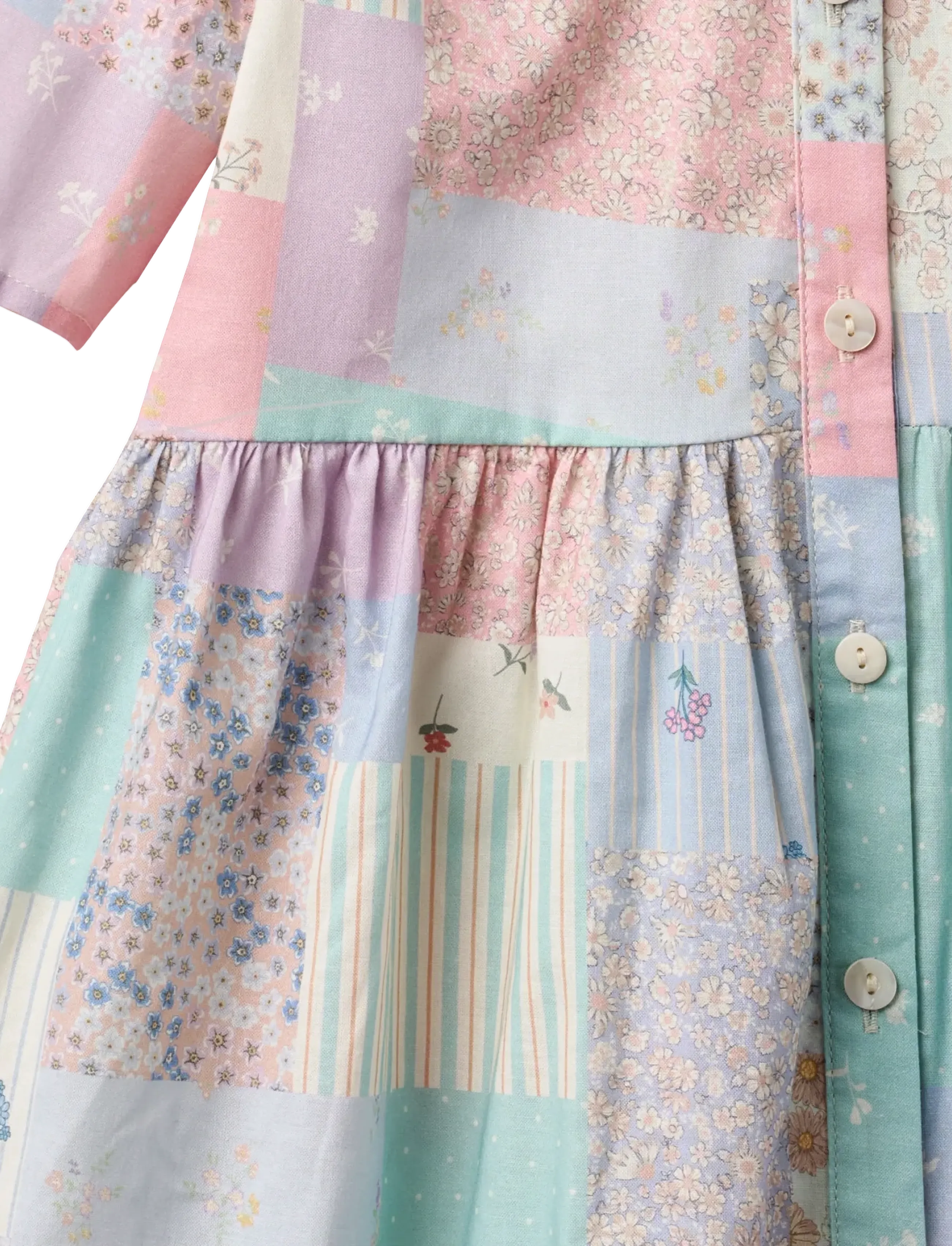 Wheat - Dress S/S Annabell - kortärmade babyklänningar - patchwork flowers - 2