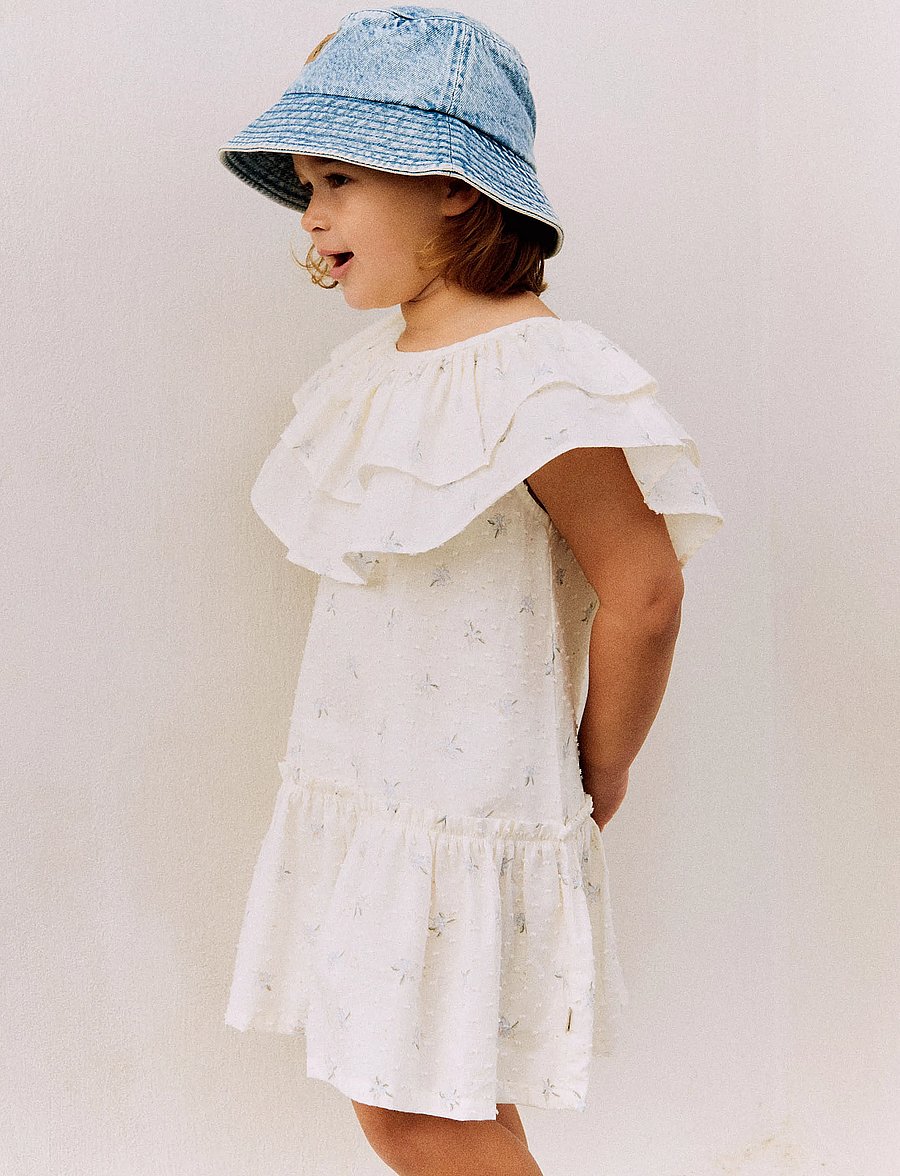 Wheat - Dress Bitten - lühikeste varrukatega vabaaja kleidid - blue flowers - 0