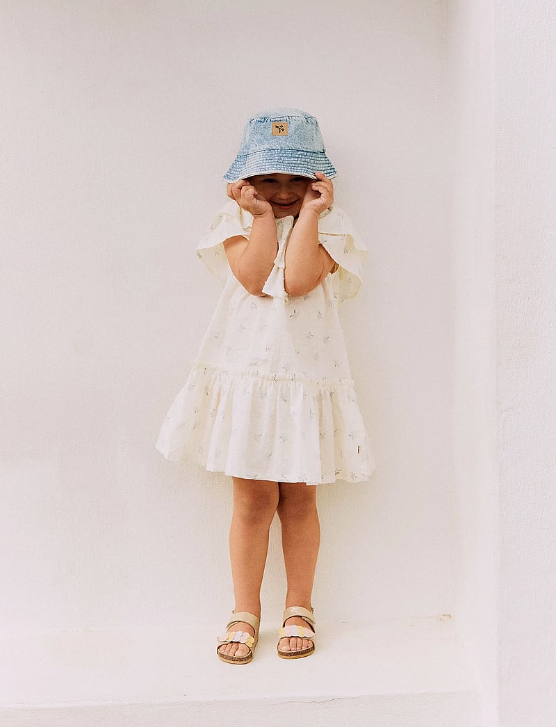 Wheat - Dress Bitten - lühikeste varrukatega vabaaja kleidid - blue flowers - 4