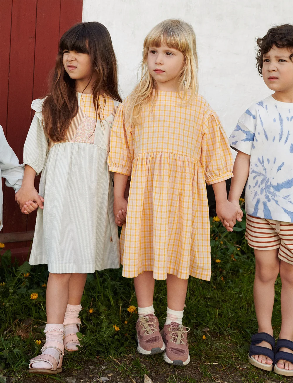 Wheat - Dress L/S Magda - kurzärmelige freizeitkleider - yellow check - 0