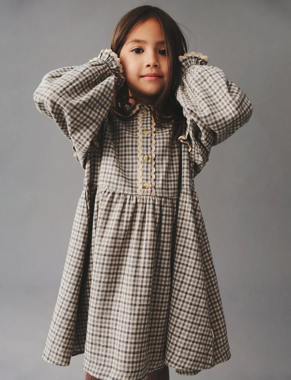 Wheat - Dress L/S Alissa - langärmelige freizeitkleider - blue check - 0