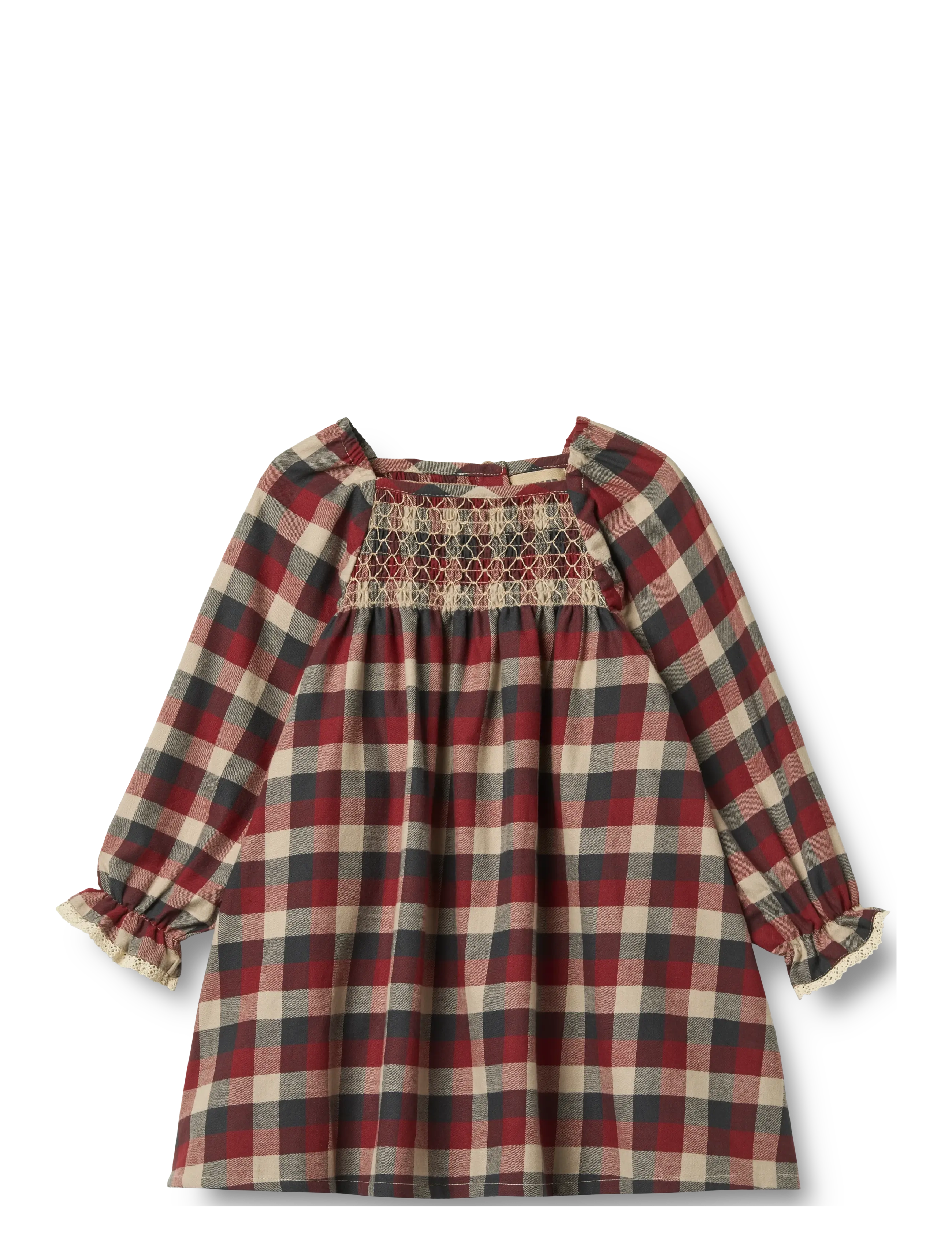 Wheat Dress L/S Lace Bella, 122, Red, Fritidskjoler > Fritidskjoler Med Lange Ærmer, Børn