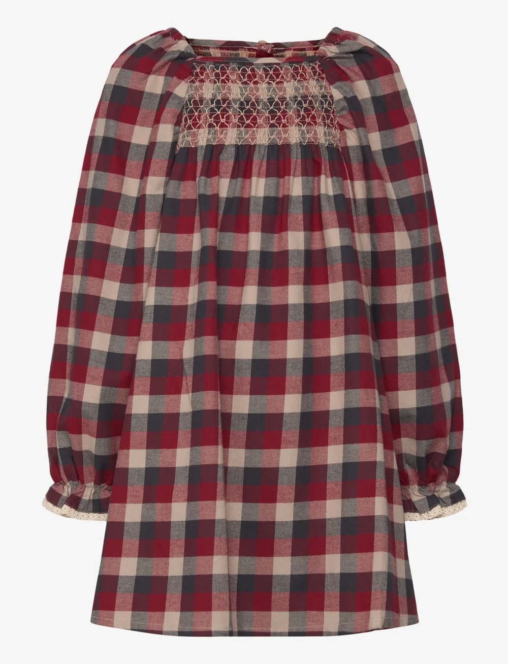 Wheat - Dress L/S Lace Bella - robes décontractées à manches longues - red blue check - 0