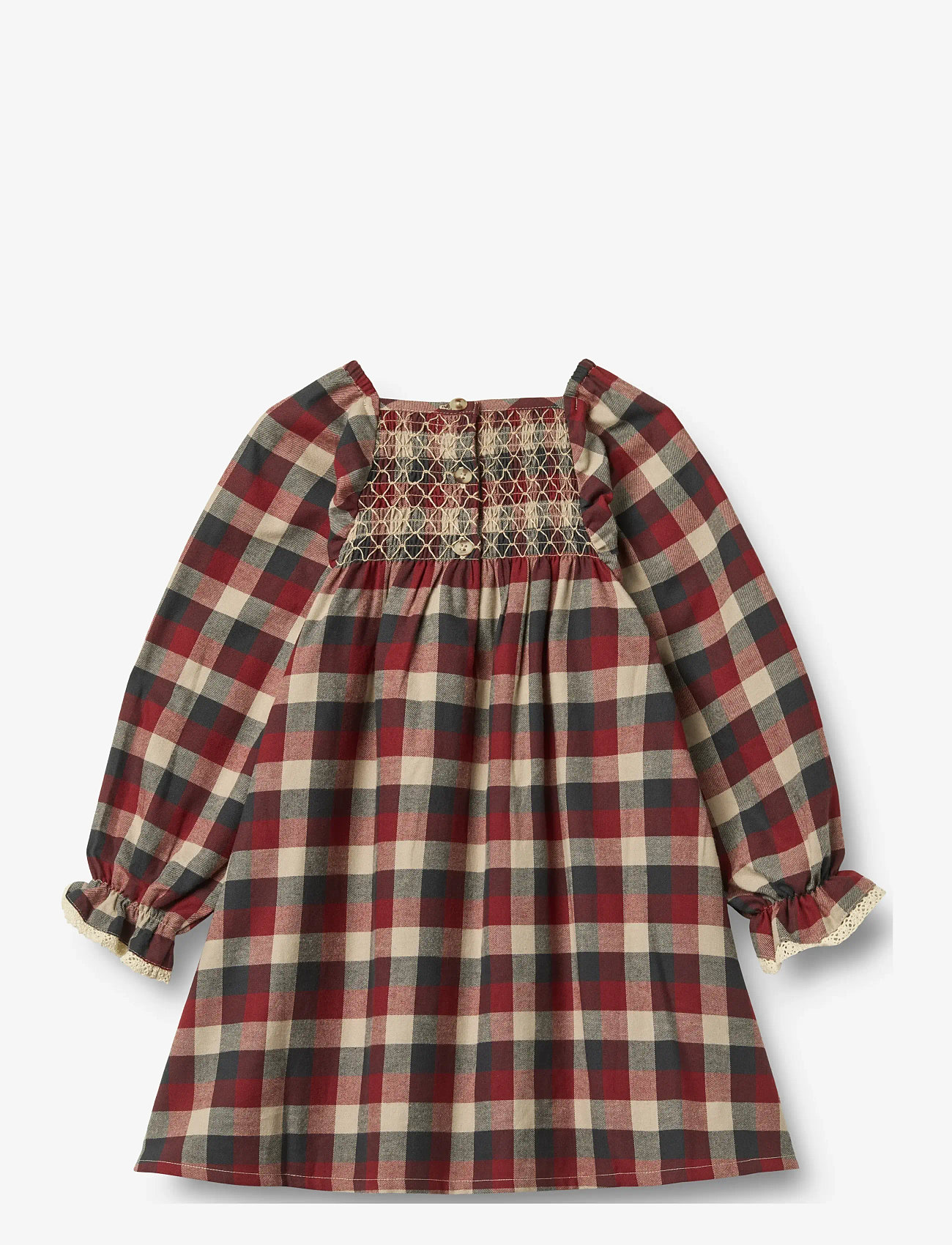 Wheat - Dress L/S Lace Bella - pitkähihaiset arkimekot - red blue check - 1