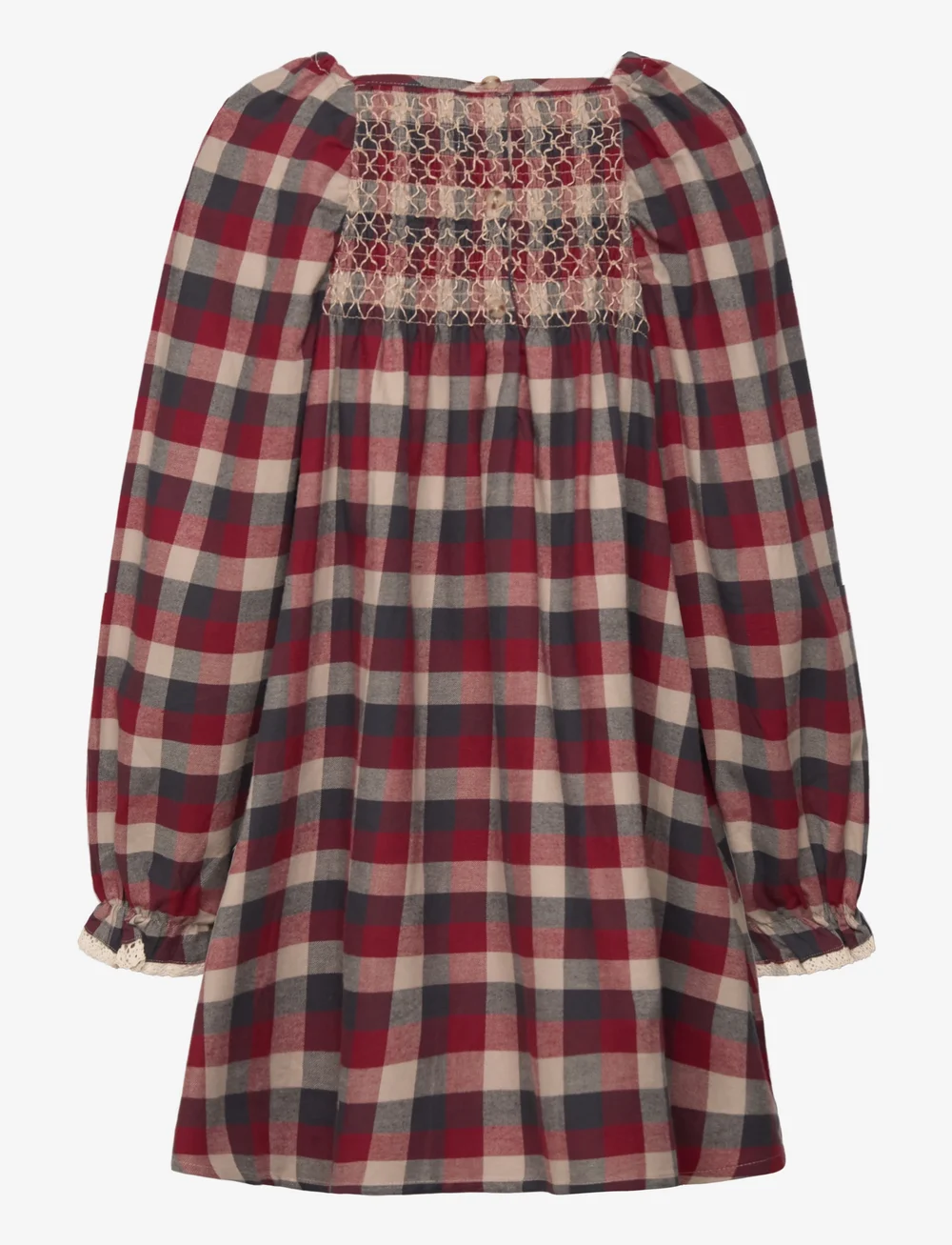 Wheat - Dress L/S Lace Bella - robes décontractées à manches longues - red blue check - 1