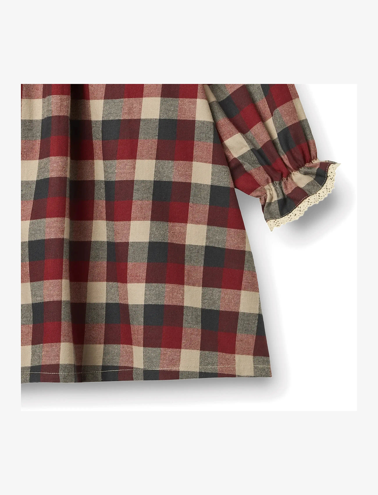 Wheat - Dress L/S Lace Bella - pitkähihaiset arkimekot - red blue check - 2