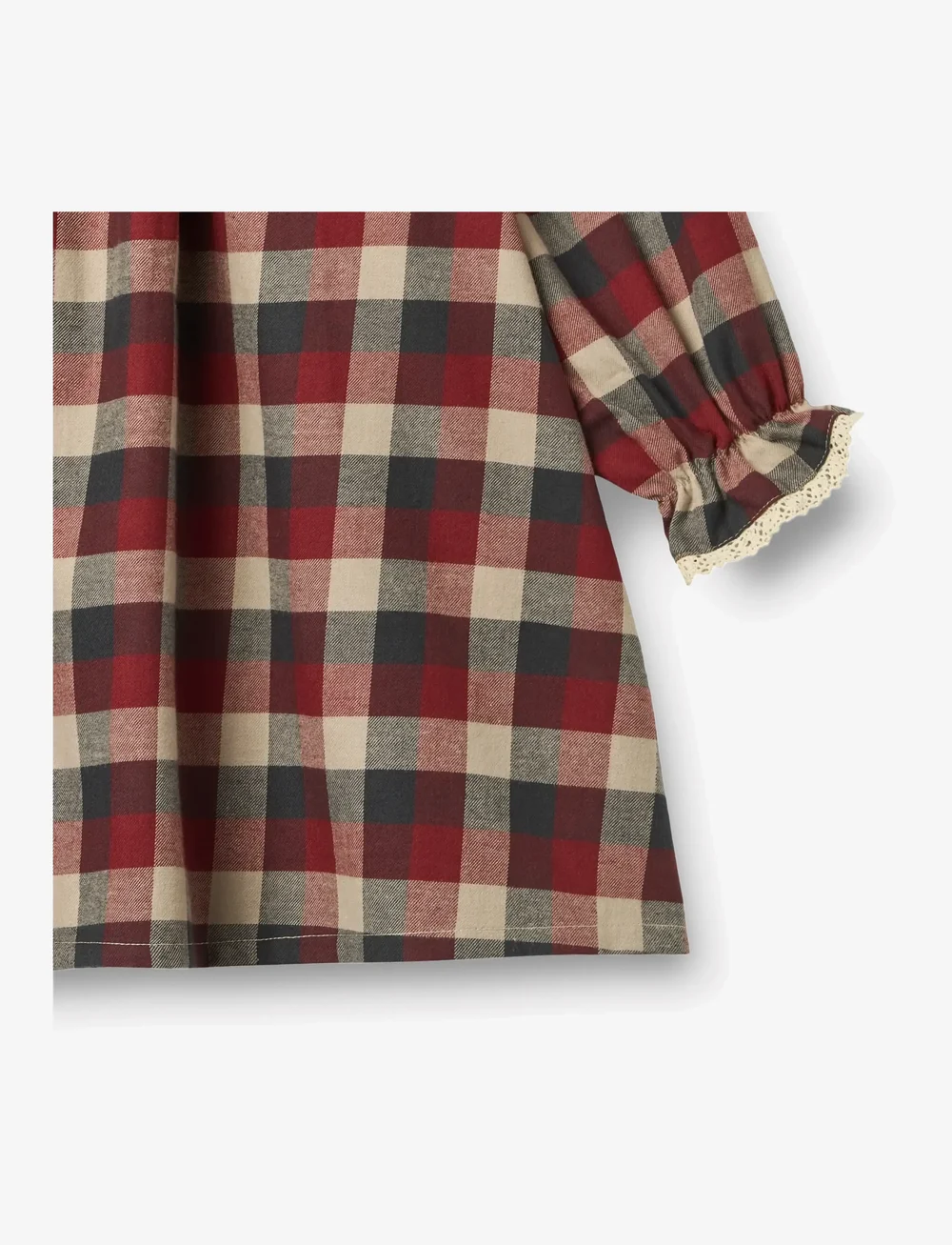 Wheat - Dress L/S Lace Bella - langærmede hverdagskjoler - red blue check - 2